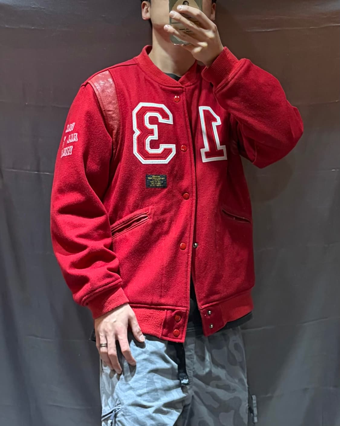 XL BRATSON 13 패치 레드 바시티 자켓 상품이미지1