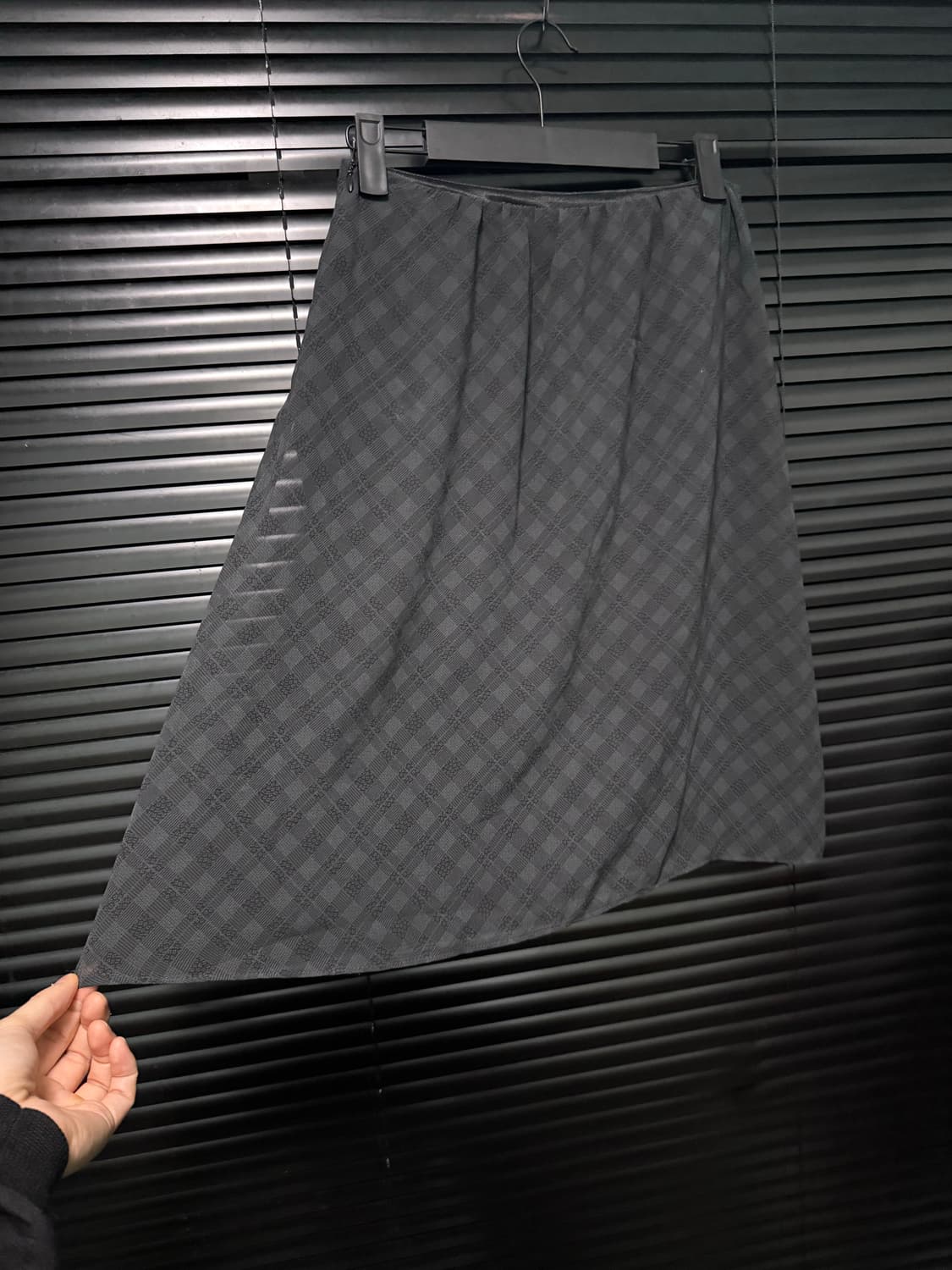 DIVIV 체크 꽃 플라워 블랙 차콜 쉬폰 메쉬 밴딩 플리츠 치마 스커 상품이미지6
