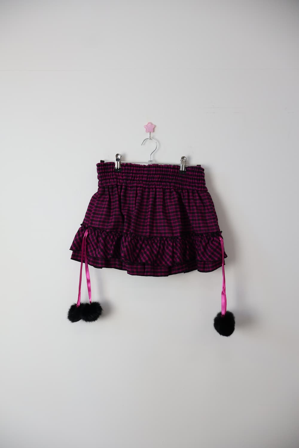 LIZ LISA Pink Check Pompom Mini Skirt 상품이미지4