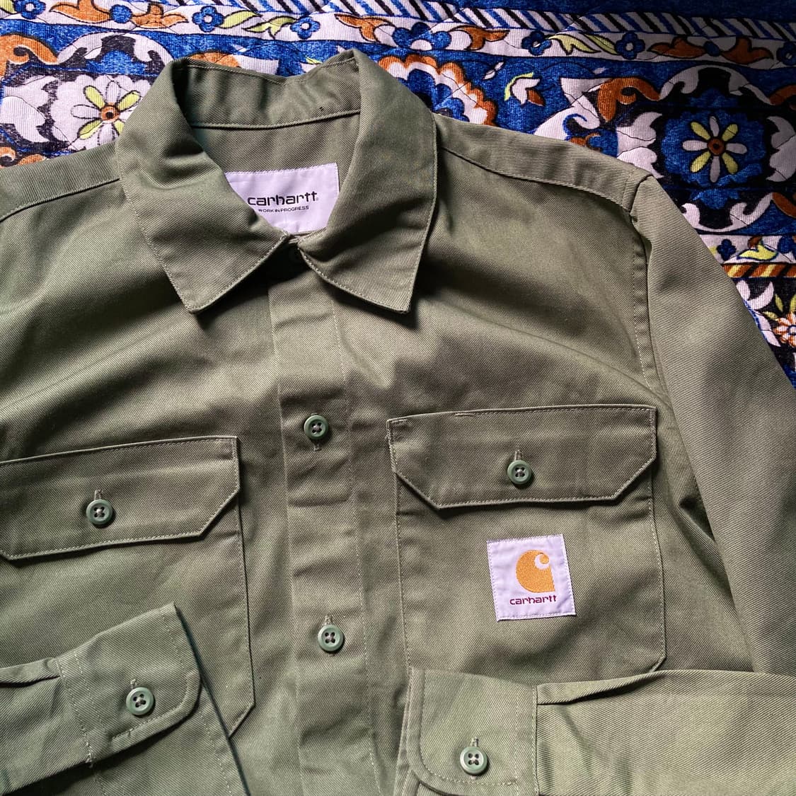 Carhartt WIP 칼하트 카키 워크웨어 포켓 버튼 셔츠 남방 자켓 상품이미지3