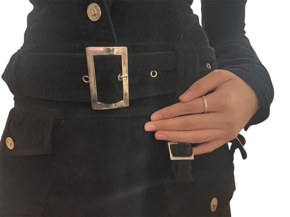 Y2k vintage 코듀로이 스타버튼 벨트 원피스 상품이미지4