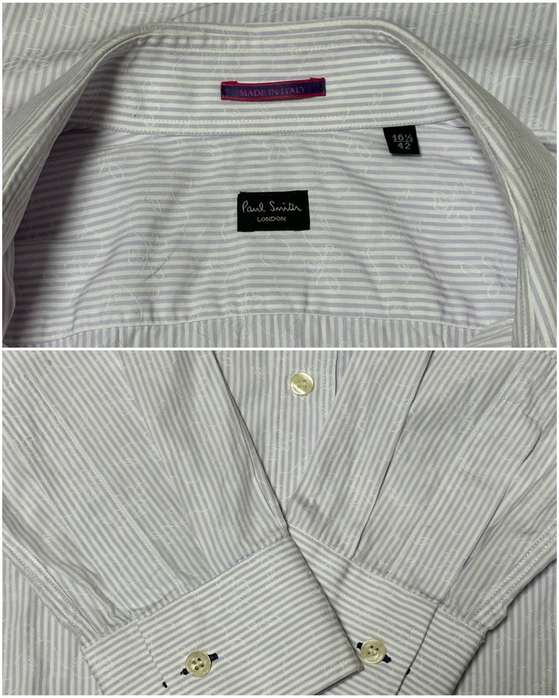 폴스미스 자수 스트라이프셔츠 16 1/2 42/105 라벤더 상품이미지4