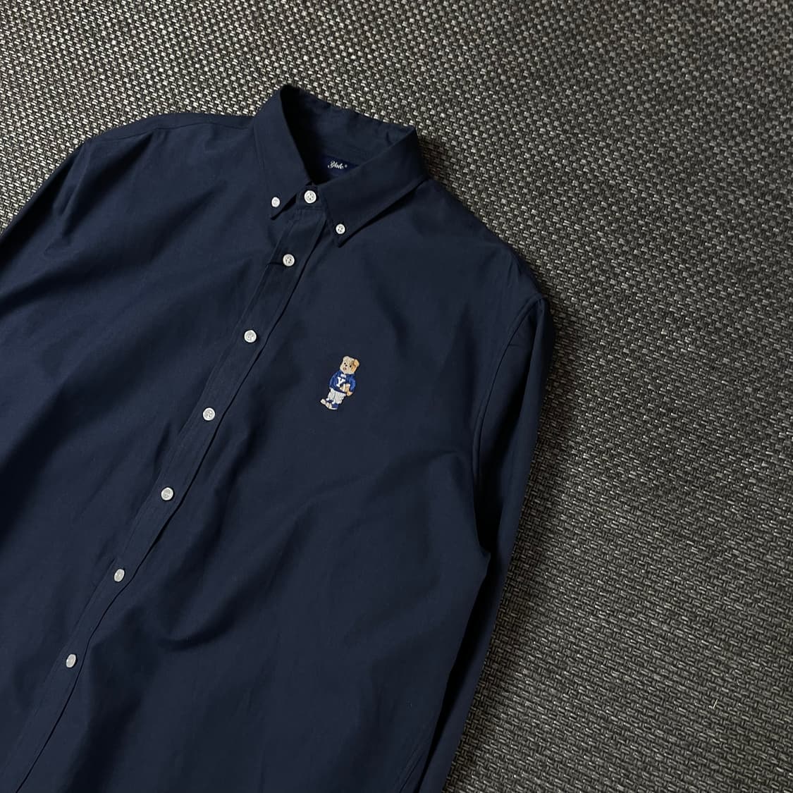 예일 네이비 자수로고 코튼 긴팔 셔츠 L 상품이미지4