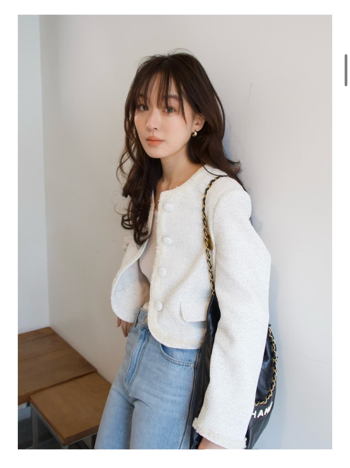 마론에디션 24 스프링 화이트 코튼 트위드 자켓 상품이미지4