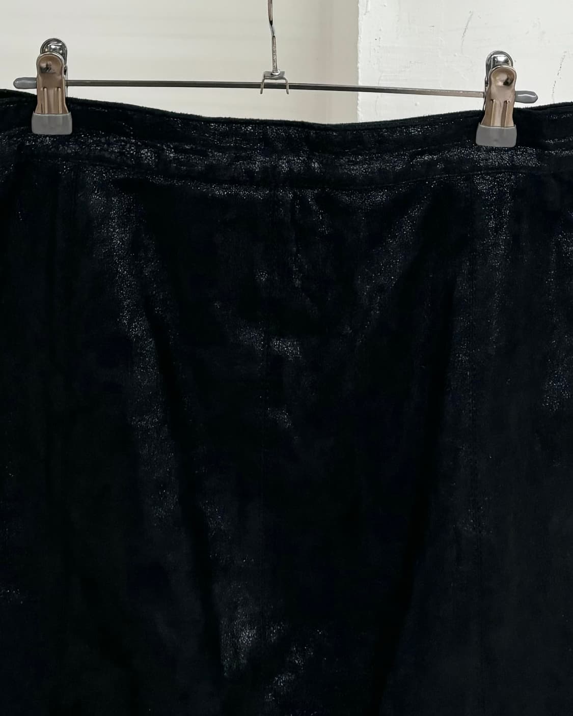 드롬 블랙 H라인 레더 스커트 상품이미지5