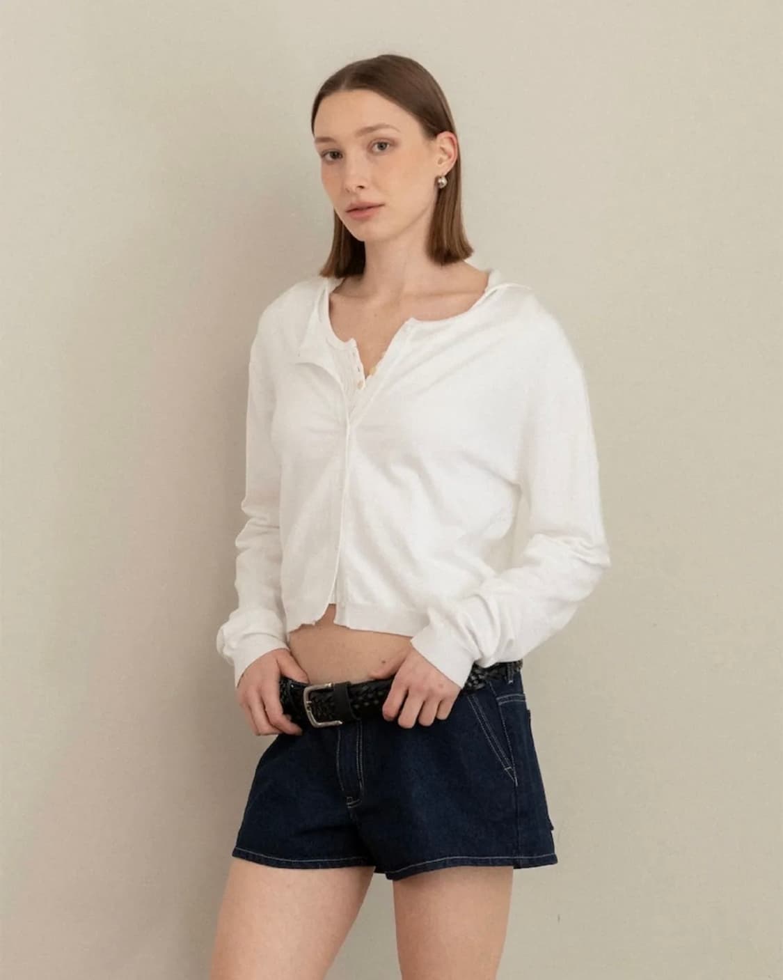 글로니 가디건 화이트 G EASY FIT KNIT CARDIGAN 상품이미지2