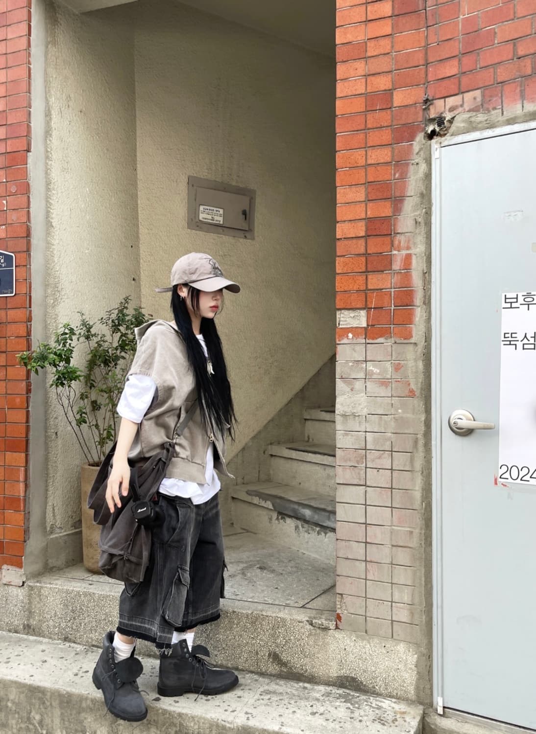 히니츠키 오리진 빈티지 카고 데님 버뮤다 팬츠 흑청 상품이미지3