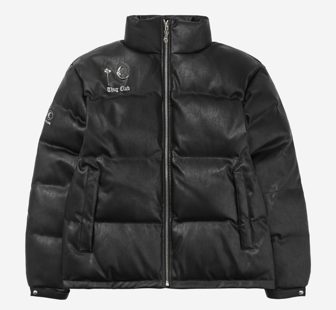 (2사이즈) 떠그 클럽 레더 퍼퍼 자켓 블랙 덕 다운 상품이미지3