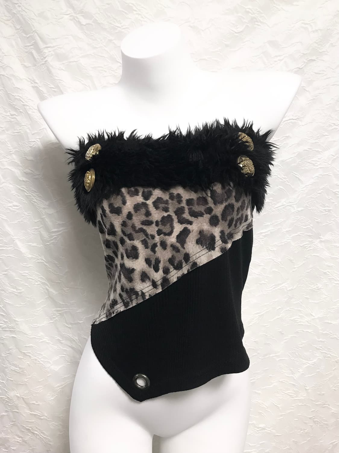 빈티지 d.i.a깔 갸루 레오파드 금장 퍼 튜브탑 슬리브리스 상품이미지1