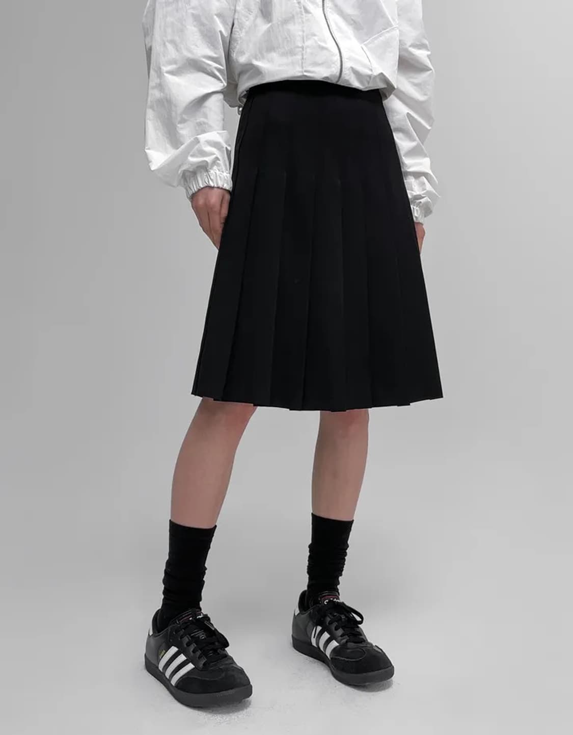 블랙업 로리즈 플리츠 미디 스커트 블랙 S 상품이미지1