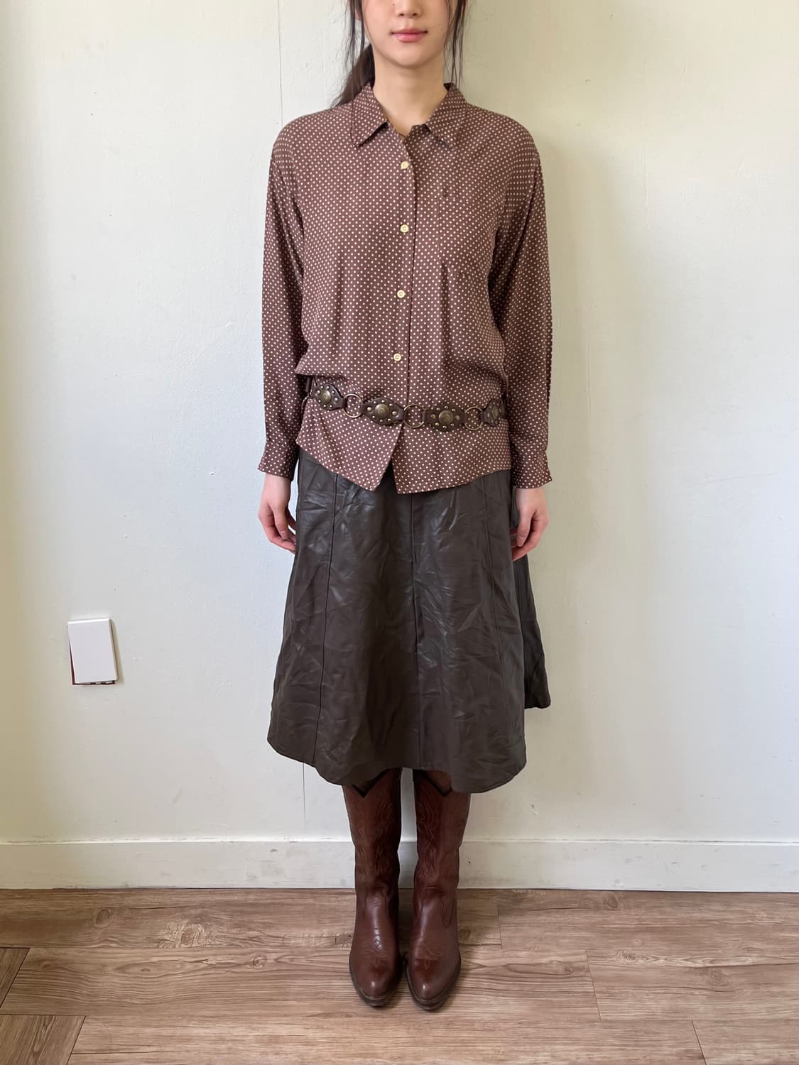 Japan vtg 페이크 레더 스커트 상품이미지7