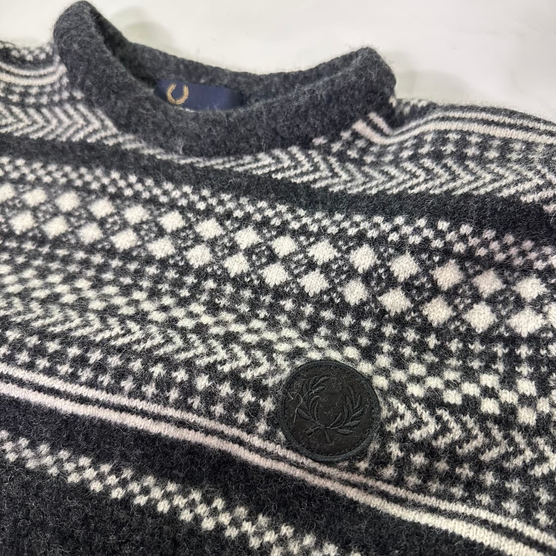 90-95 M 프레드페리 챠콜 와펜로고 램스울니트 남여공용 상품이미지2