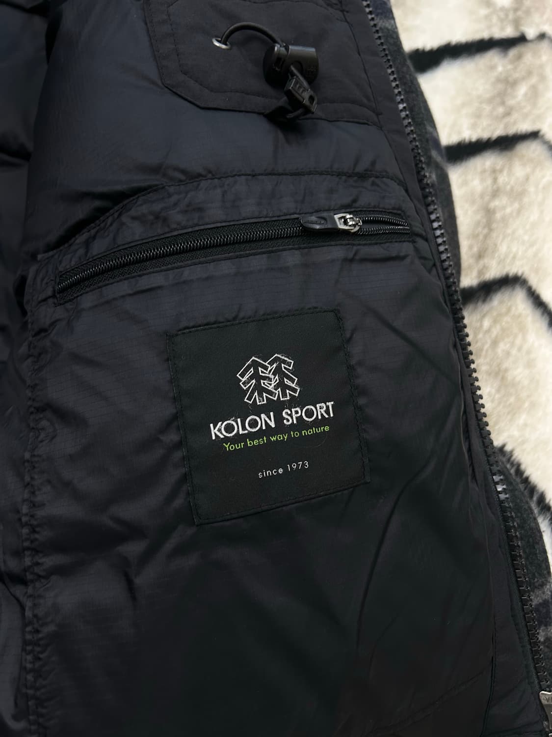 [실측XL]코오롱 타탄체크 구스다운 울 패딩 파카 상품이미지5