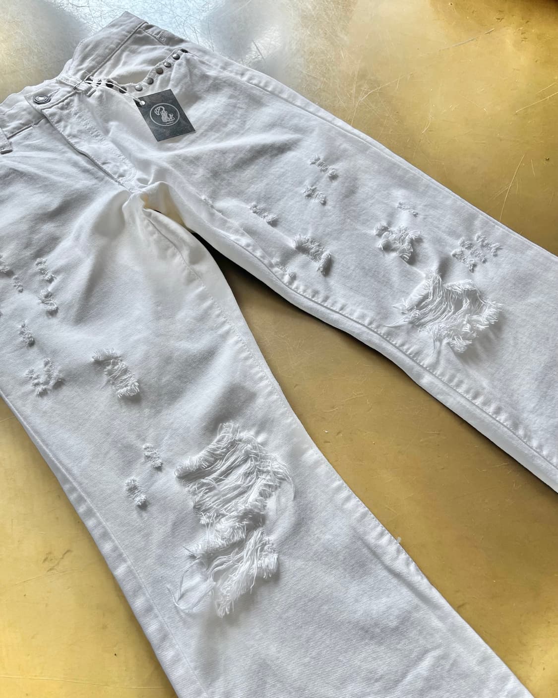 90-00s RUSH/HOUR Destroyed White Pants 상품이미지5