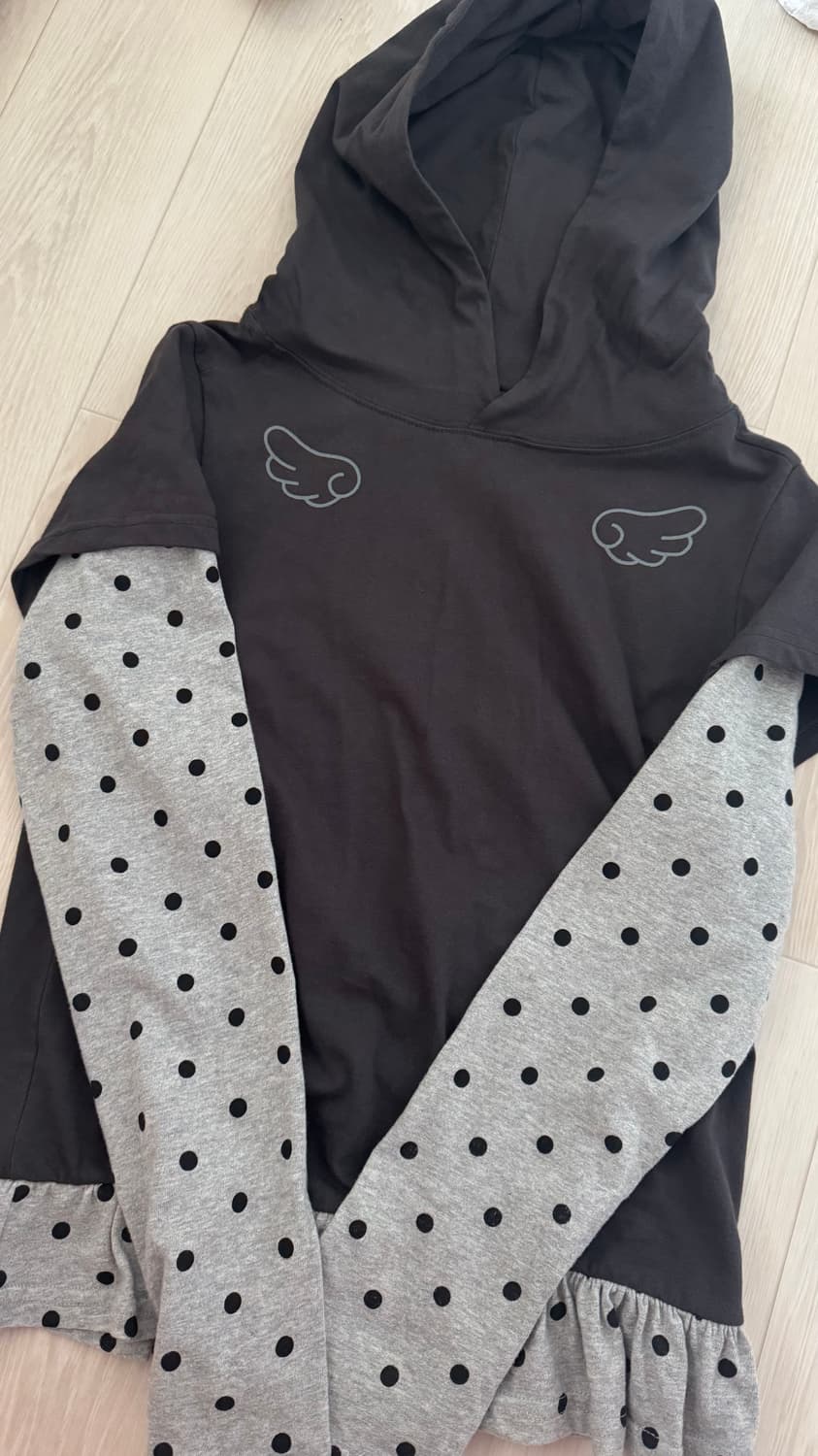 바우프 엔젤 슬림핏 레이어드 후드 티셔츠 상품이미지3