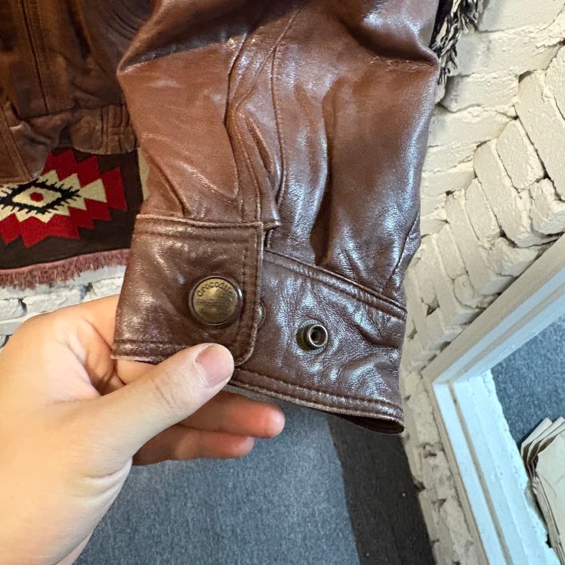 크로커다일 양가죽 봄버 레더자켓 천연가죽 무스탕 상품이미지4