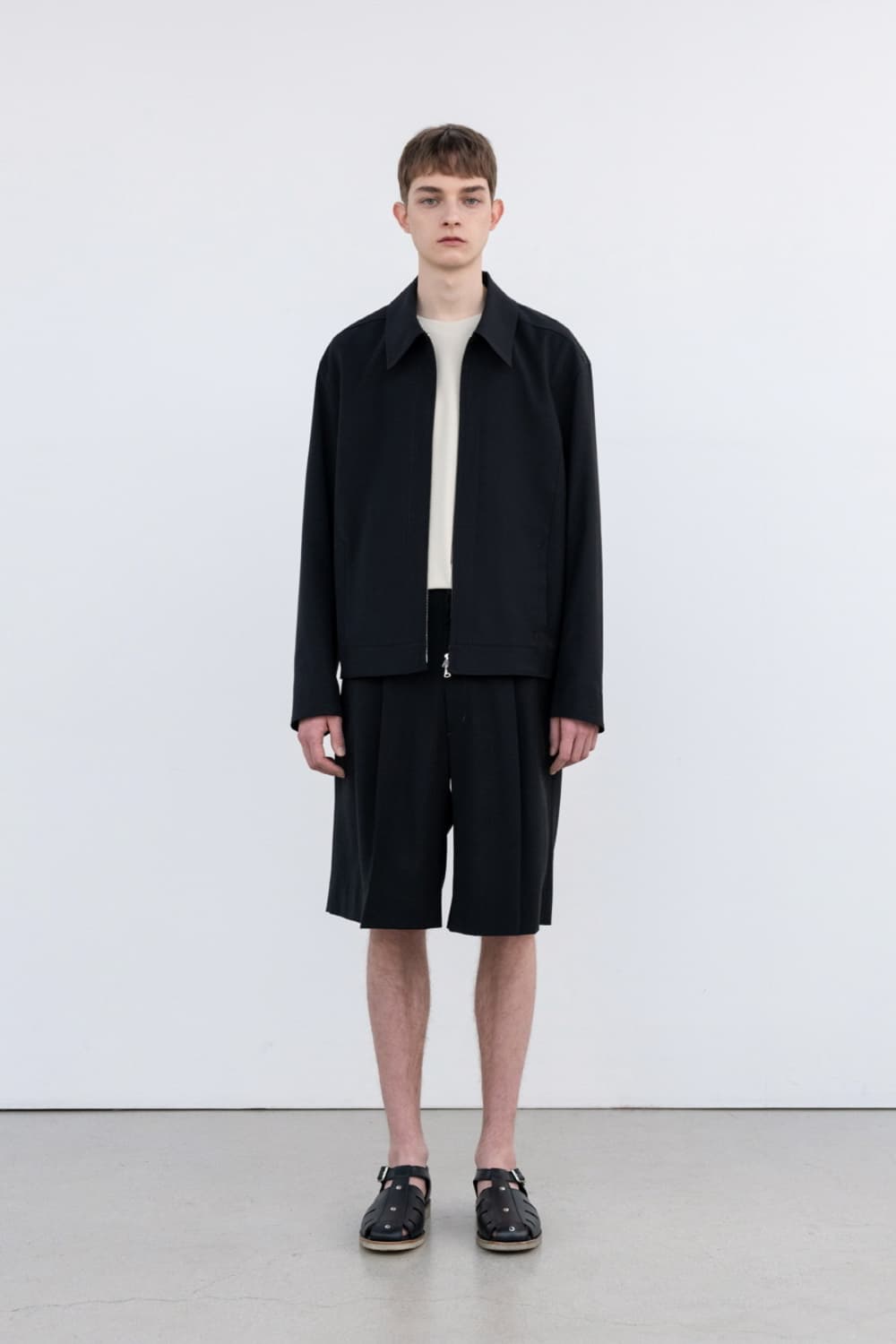 인사일런스 포인티드 칼라 울 집업 자켓 블랙 M 상품이미지3