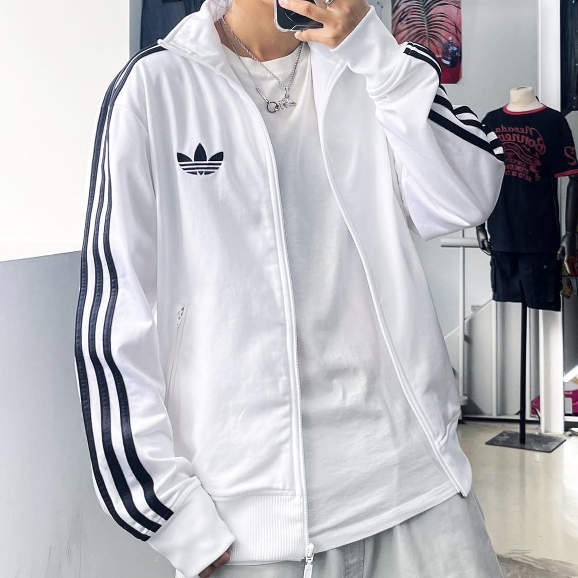 아디다스 파이어버드 3스트립 화이트 트랙 자켓 상품이미지2