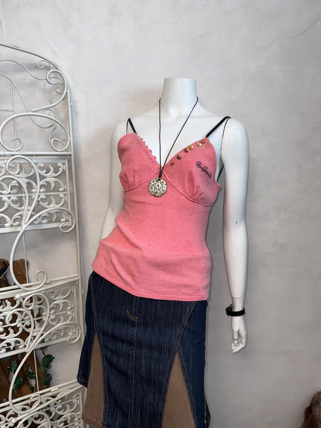 Baby pink button two ways sleeveless 상품이미지5