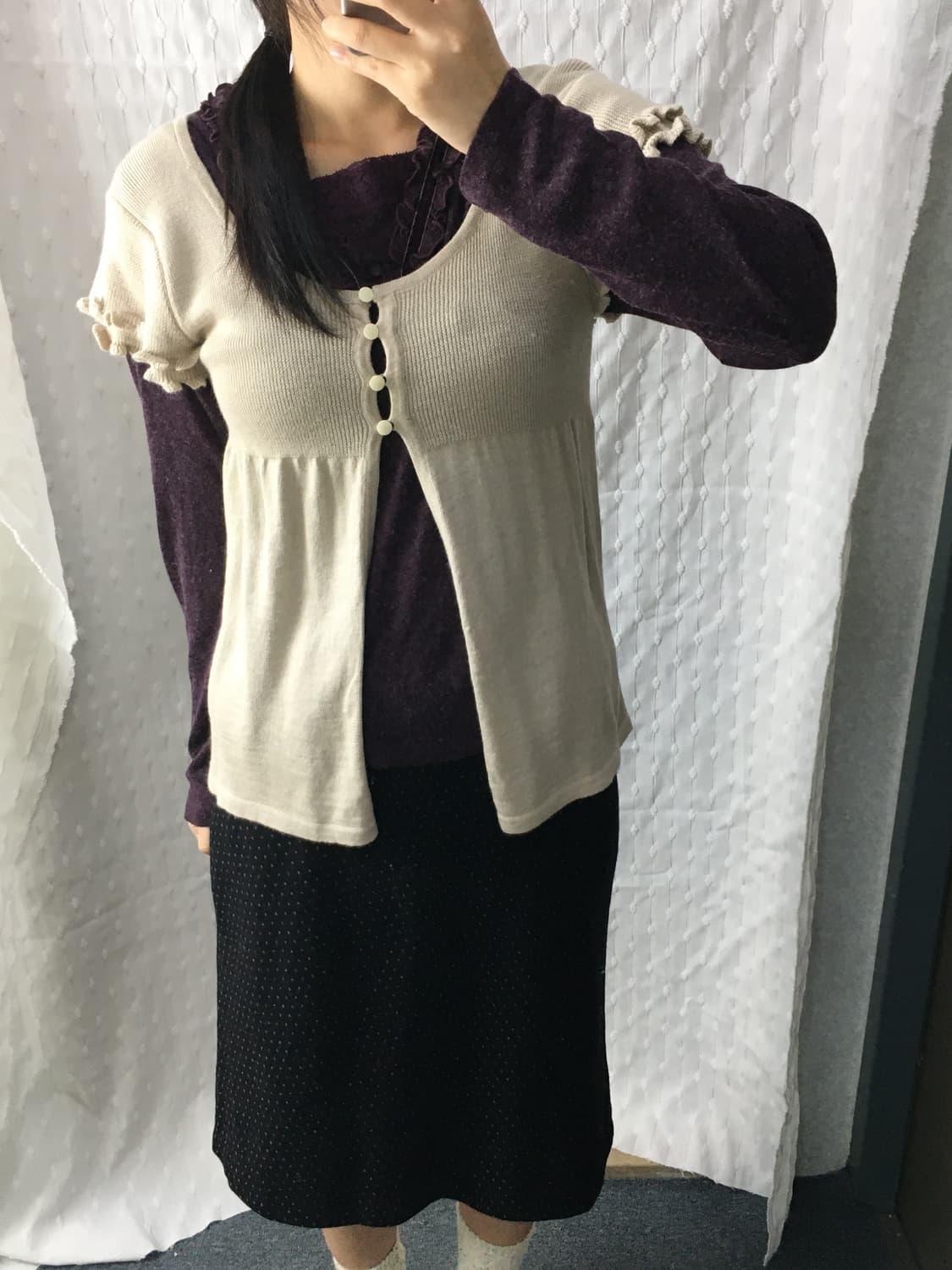 자주 프릴 넥라인 티셔츠 상품이미지5