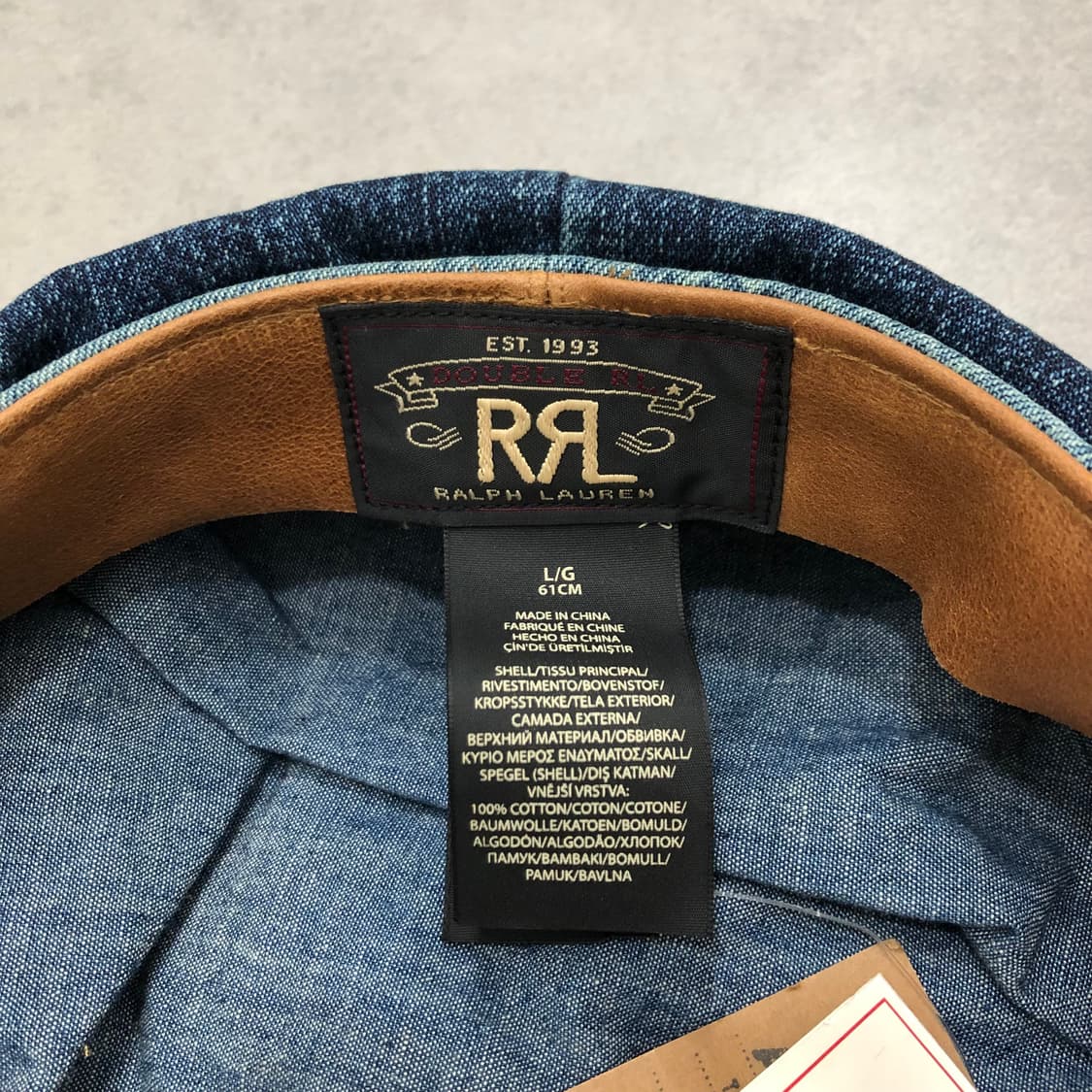 rrl 더블알엘 인디고 데님 레더 가죽 모자 뉴스보이캡 L 상품이미지5