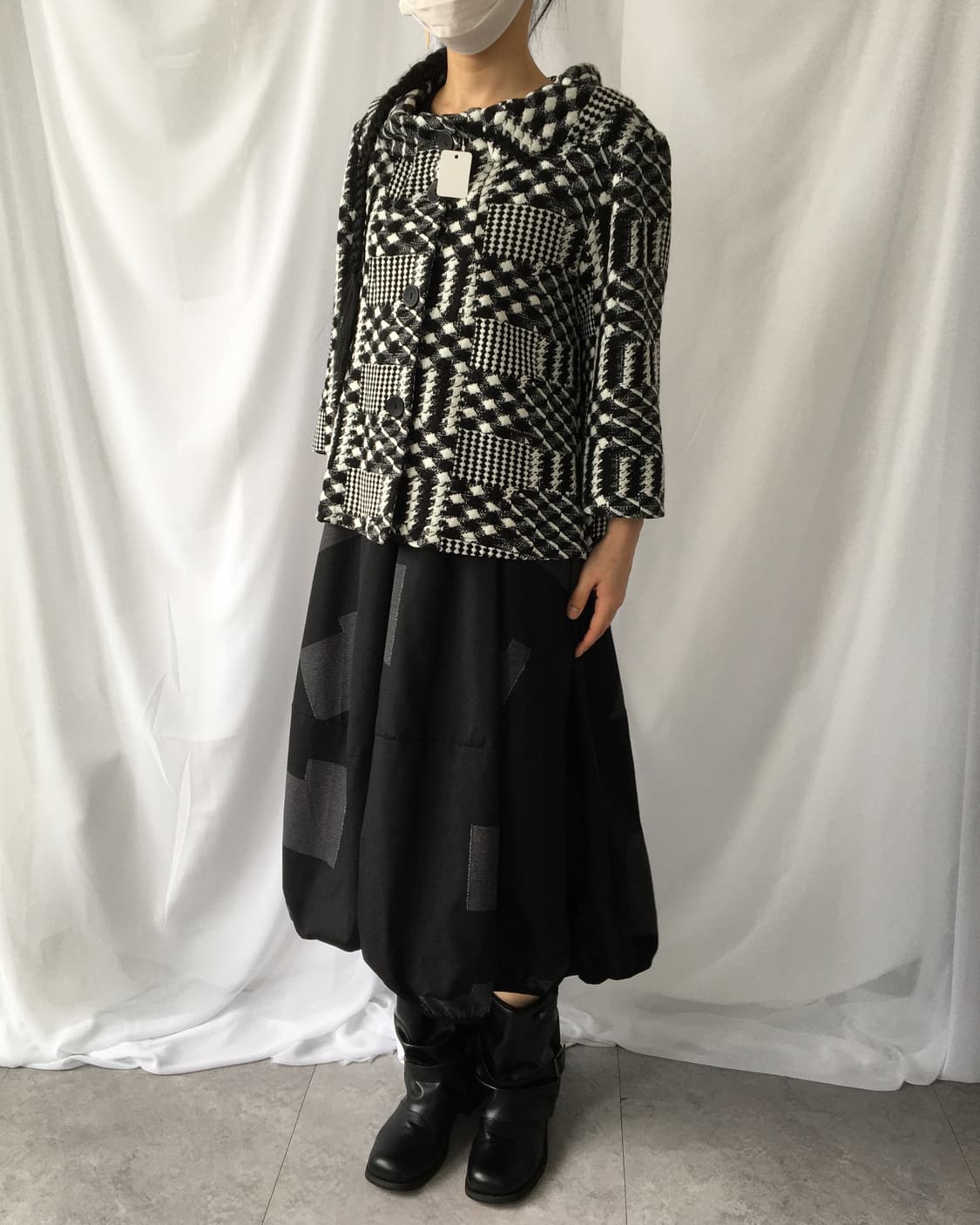 Pattern mixed thick neck point jacket 상품이미지1