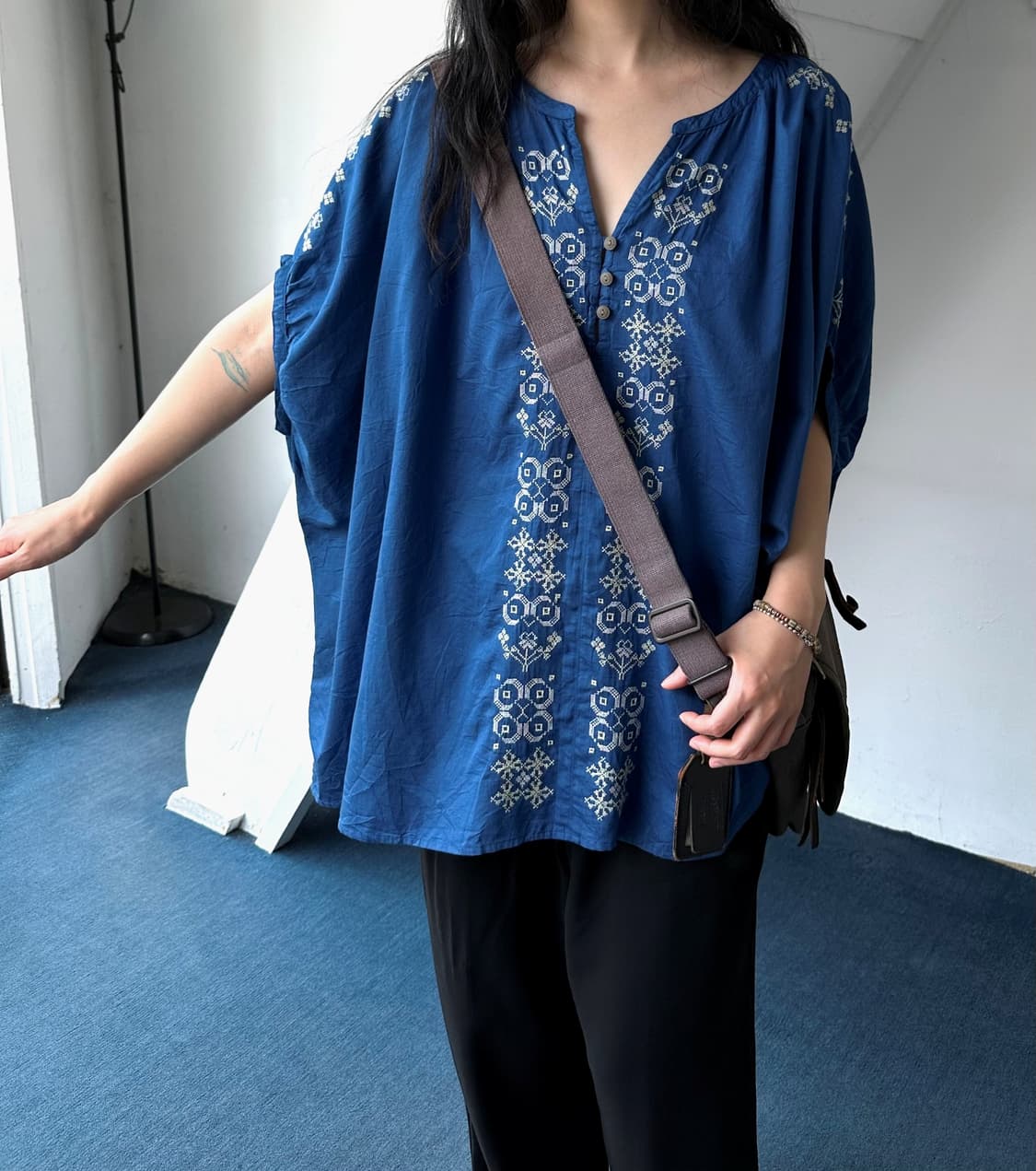 Light cotton stitch wide loose shirt 상품이미지9