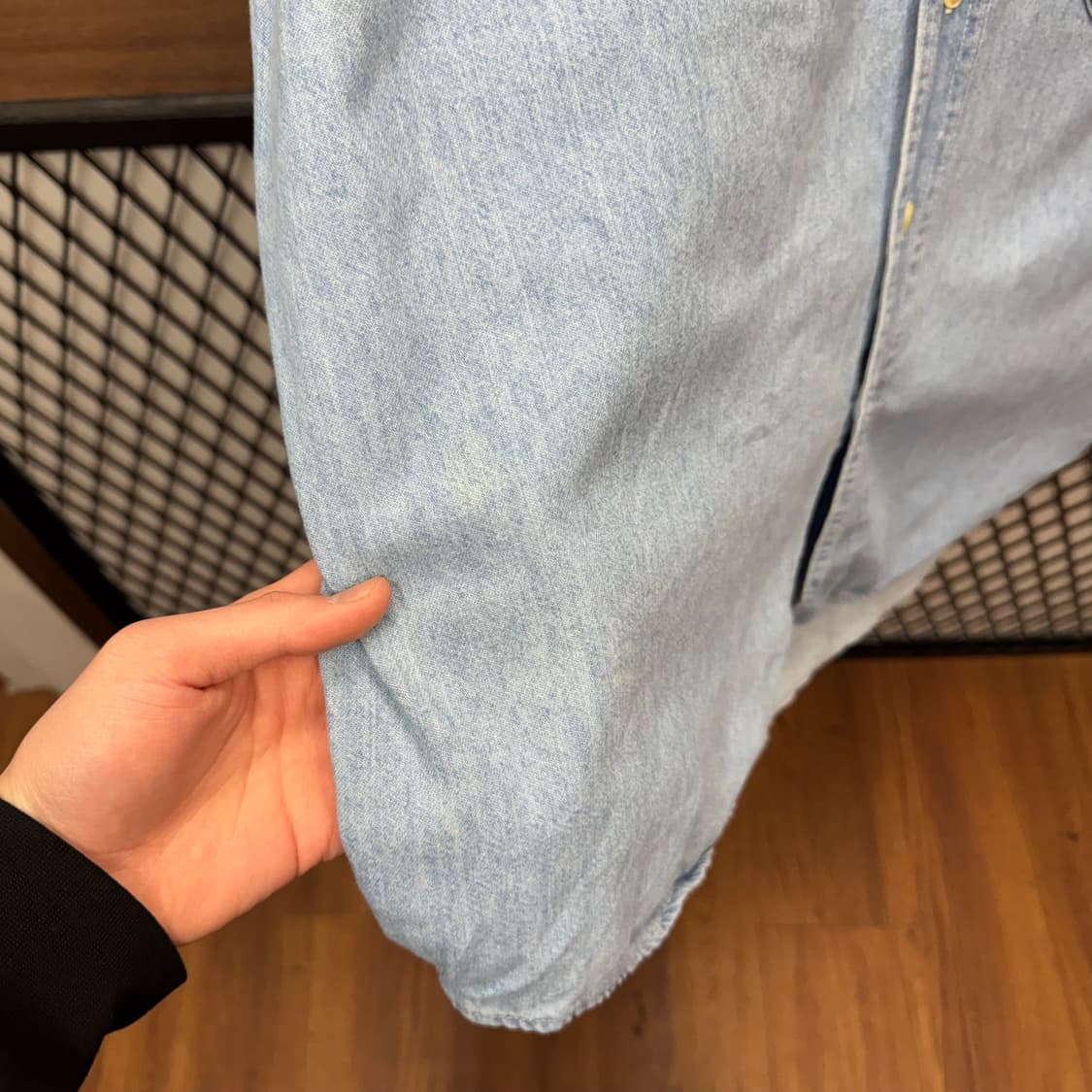 90s 하드락 카페 데님 셔츠 전면 원포켓 로고 포인트 연청 상품이미지7