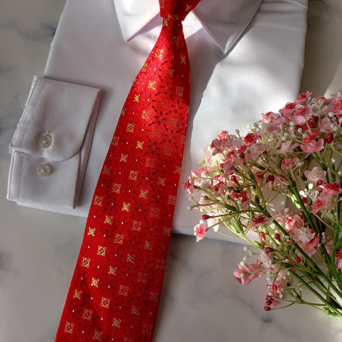 발망 실크 레드 자카드 패턴 넥타이 9cm A+등급 A19599
 상품이미지6