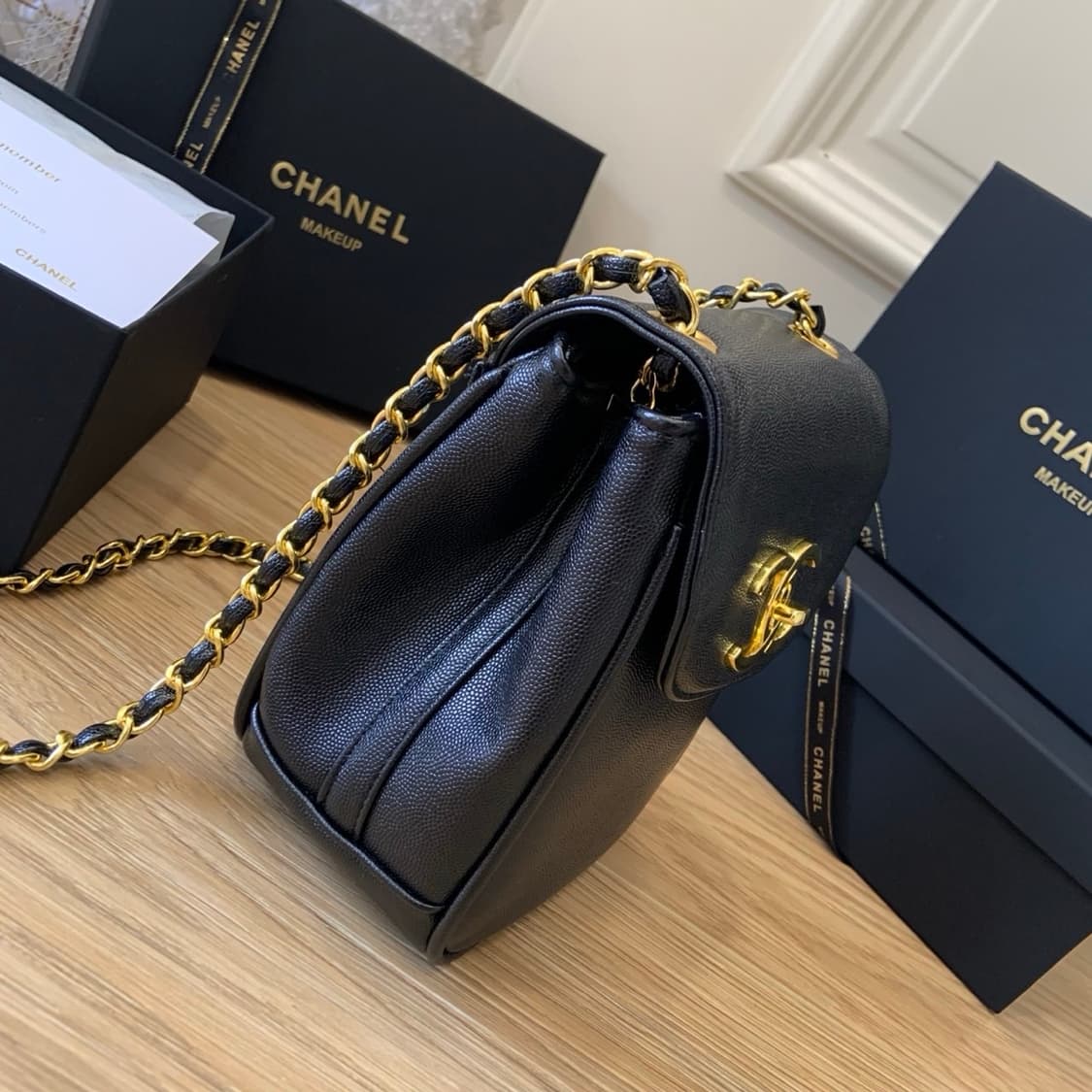  샤넬VIP 투웨이백 블랙레더 숄더체인백 백팩    상품이미지5