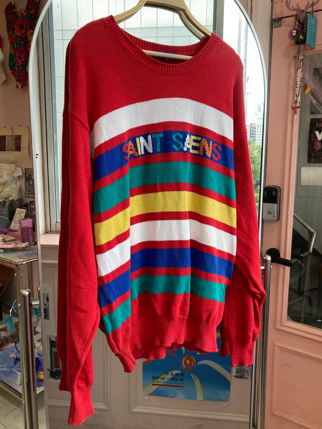 빈티지 레드 스트라이프 니트 상품이미지1