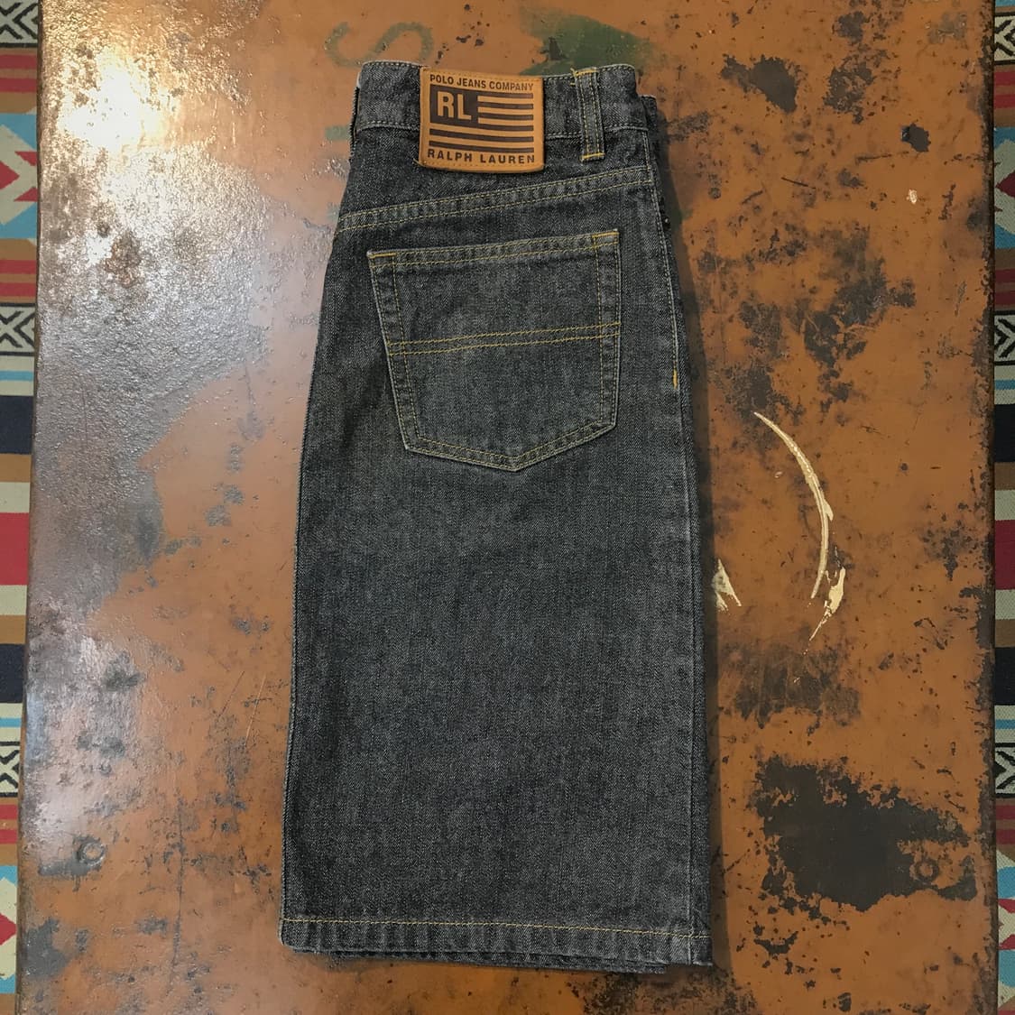 폴로 진 흑청 데님 H 라인 미디 스커트 허리 28 29 사이즈  상품이미지1