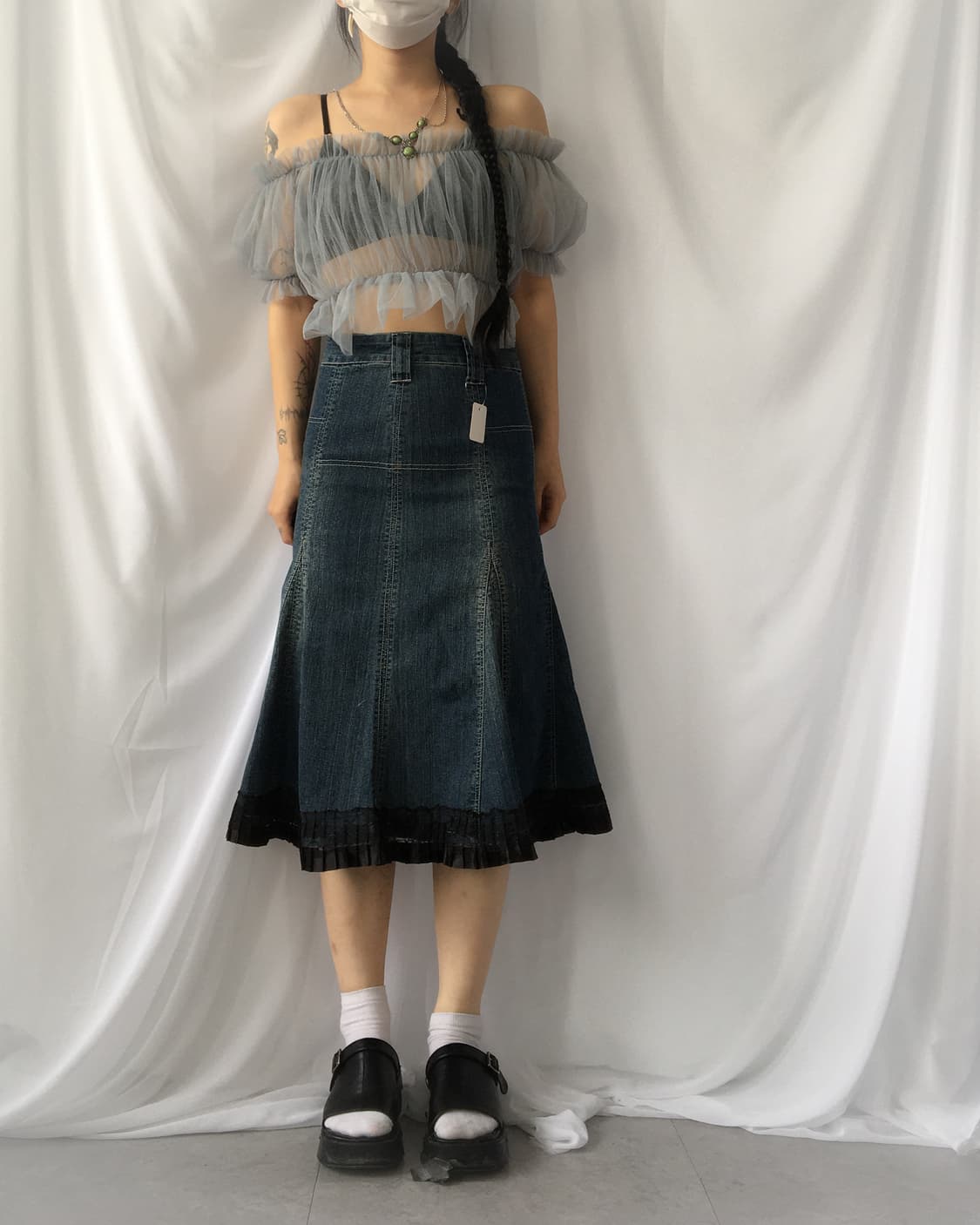 Shirring see through blouse 상품이미지4