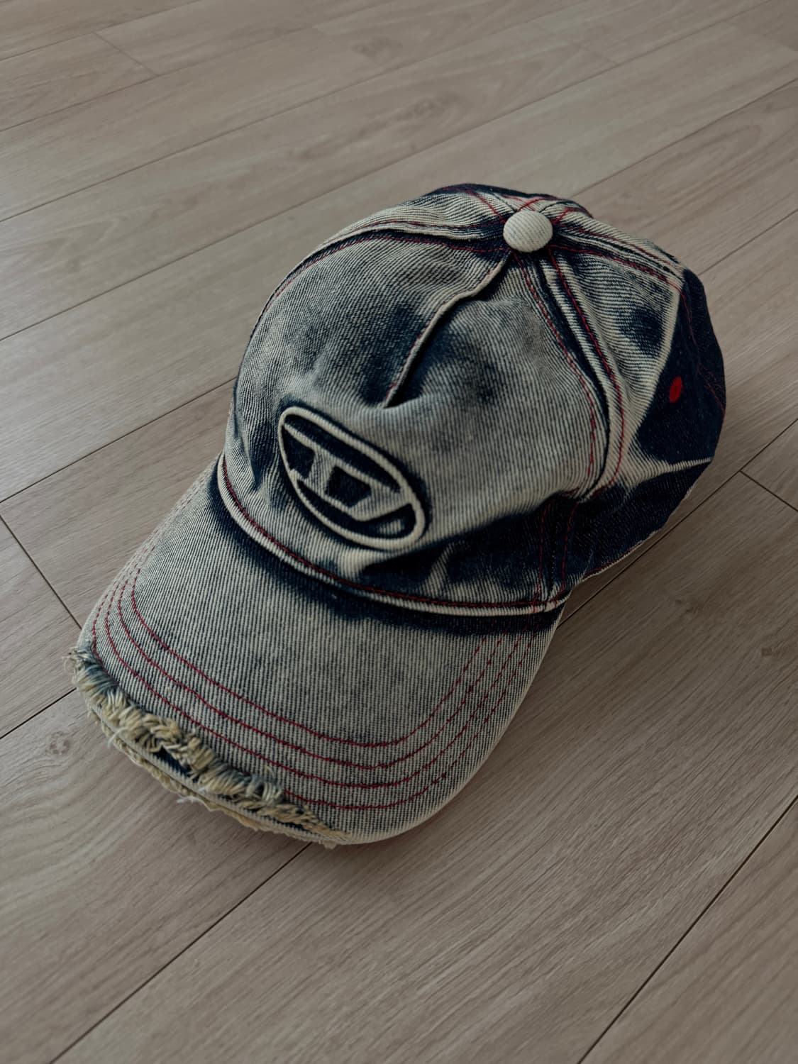 디젤 C-세이몬 트리티드 데님 볼캡 블루 화이트 모자 02 상품이미지1