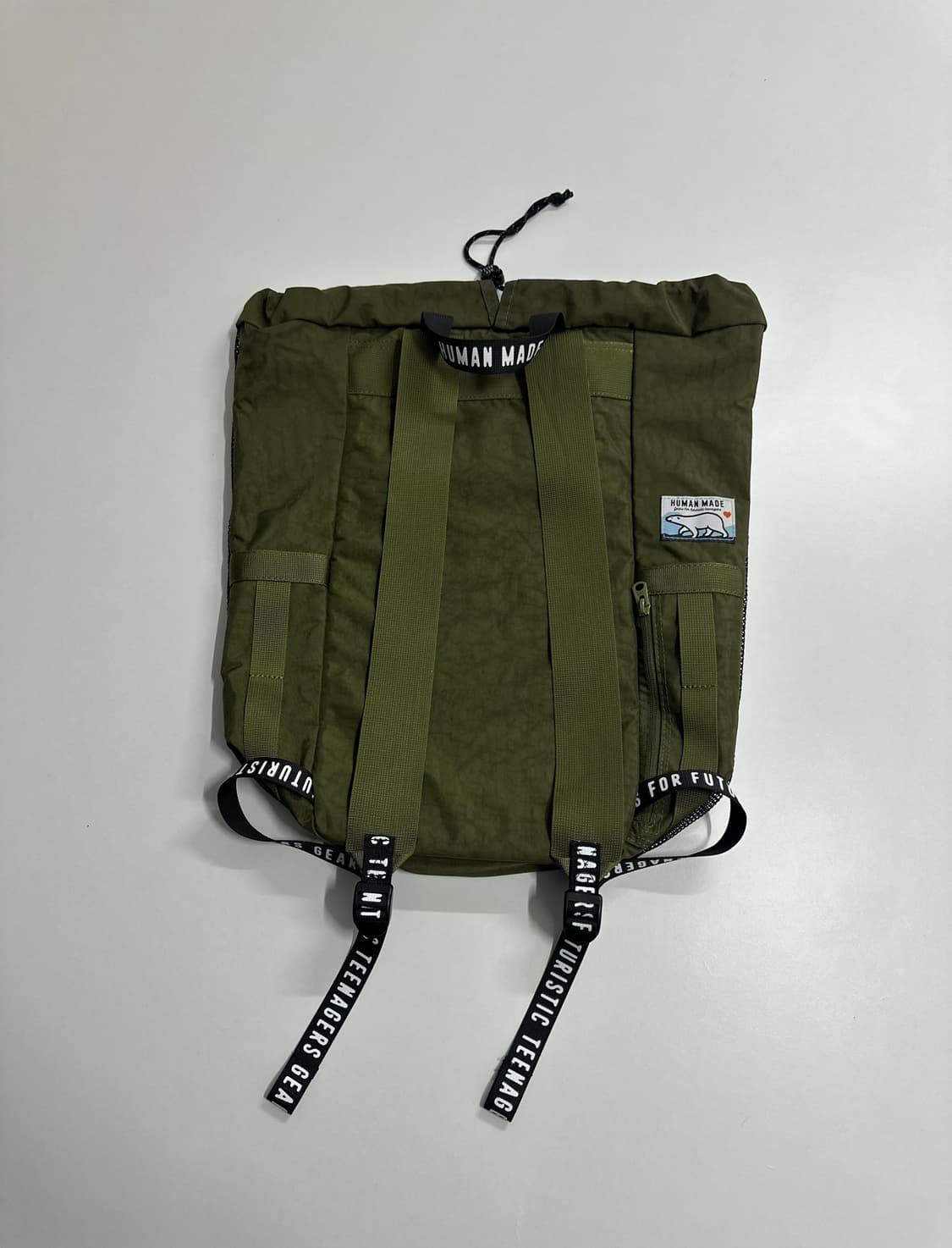 휴먼메이드 하트 로고 드로우스트링 백 카키 상품이미지3