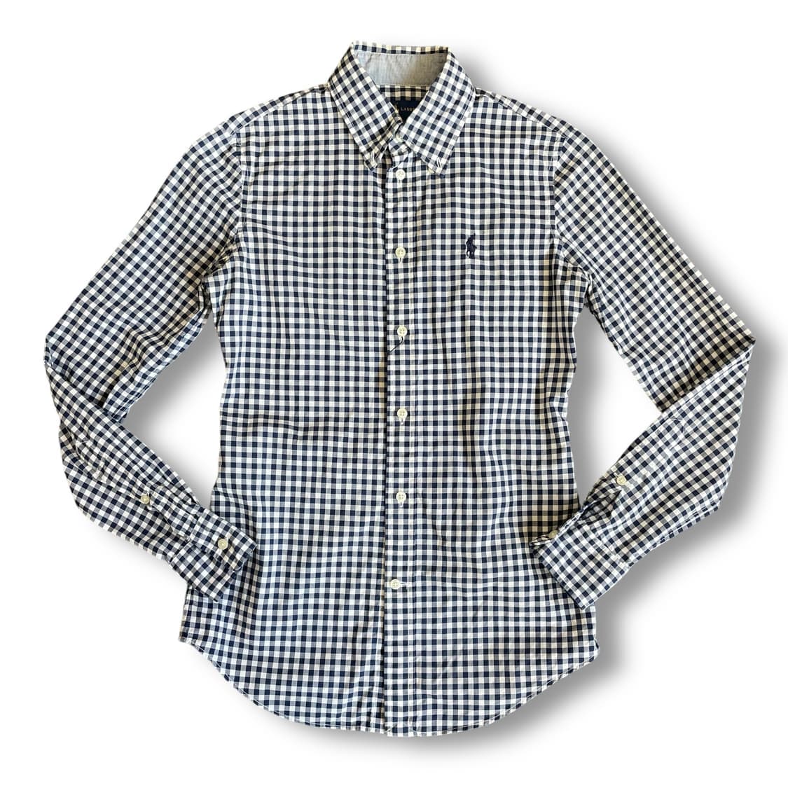 폴로 랄프로렌 네이비 깅엄체크 슬림핏 긴팔 셔츠 상품이미지1