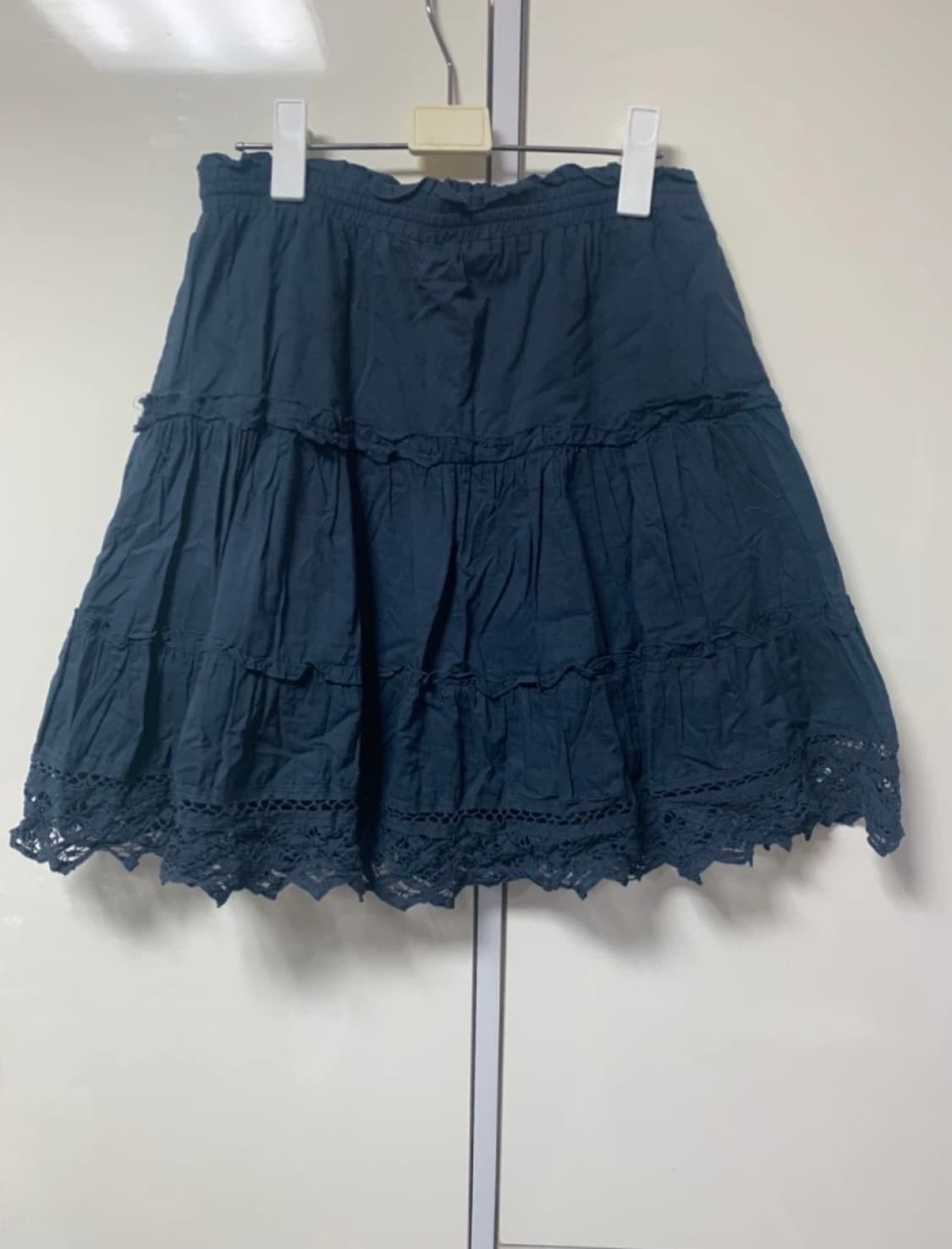 모리걸하구미 네이비 레이스트리밍 스커트 상품이미지2
