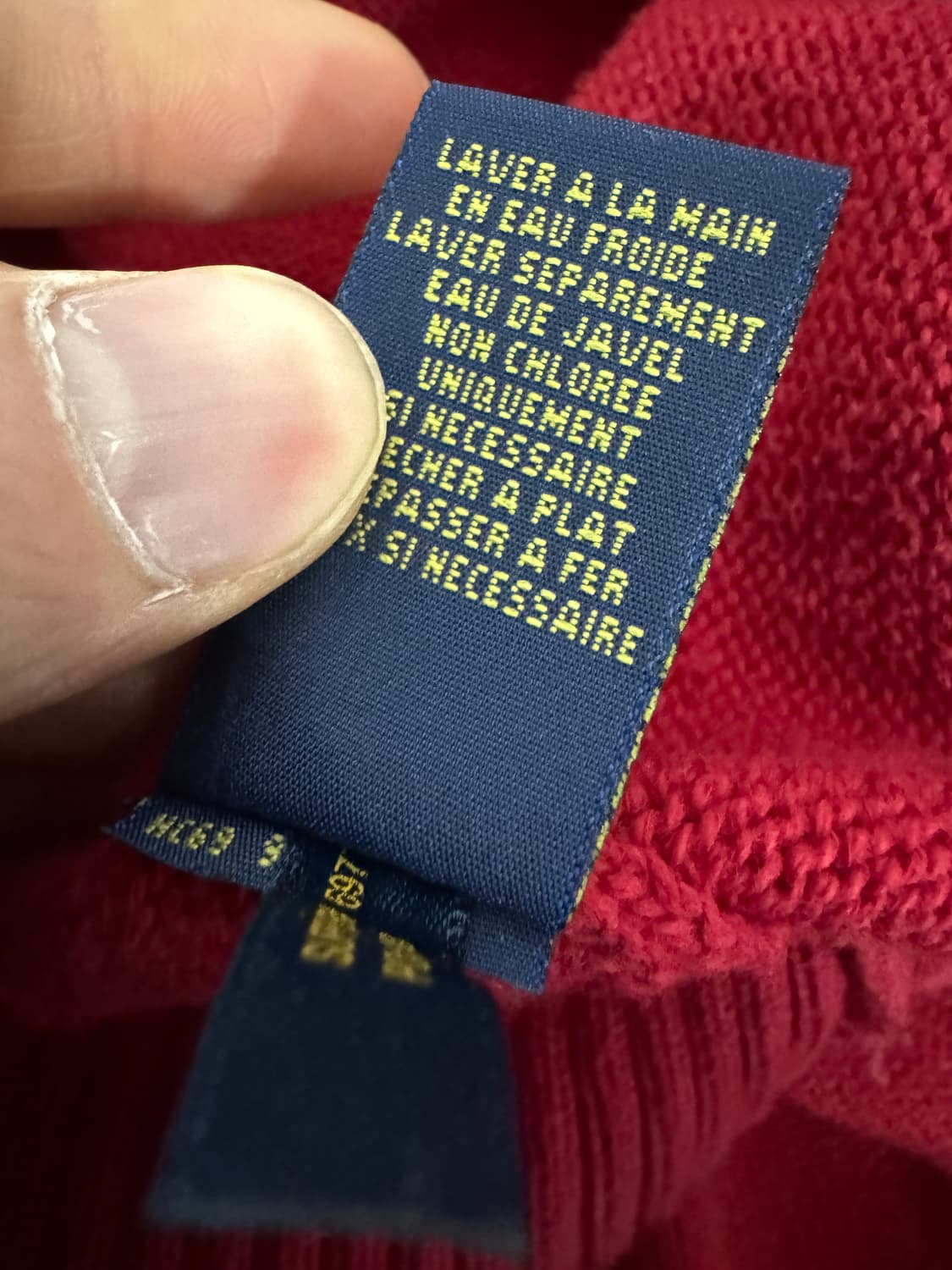 폴로 랄프로렌 단추 반집업 코튼 니트 레드 L 상품이미지5