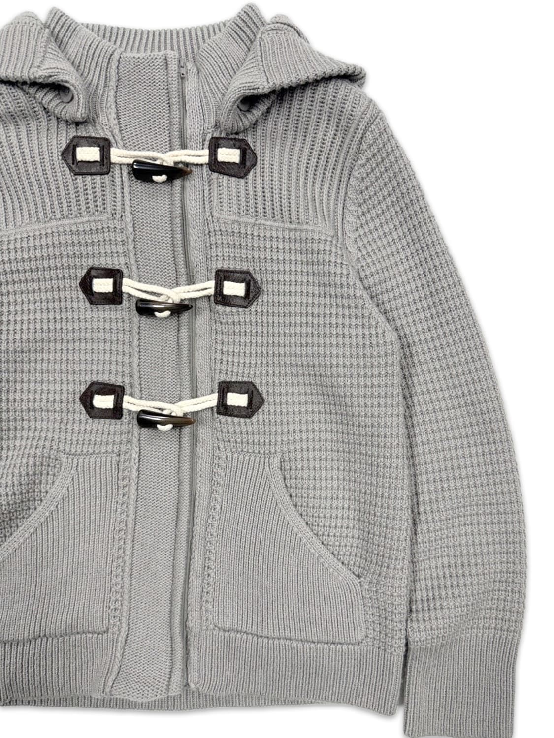 빈티지 Eddie Bauer 그레이 후드 집업 더플 니트 상품이미지3