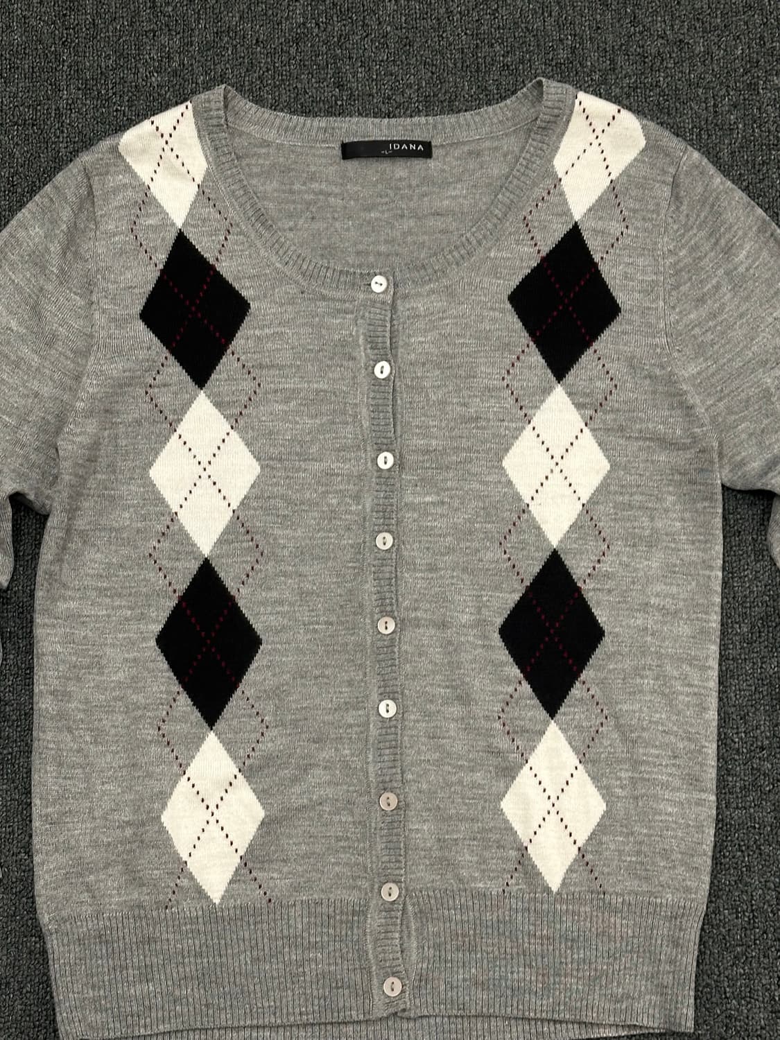 L)IDANA 빈티지 여성 아가일 패턴 가디건 상품이미지3
