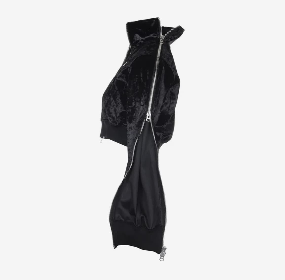 써저리 사이드 지퍼 벨벳 크롭 트랙 자켓 블랙 L 상품이미지2