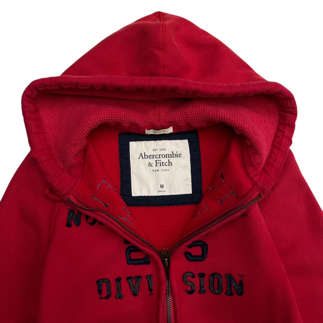 아베크롬비 네이비 패치로고 레드 후드집업 M 상품이미지4