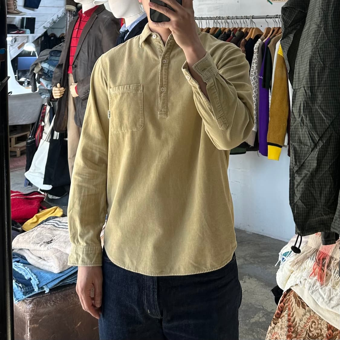 (착용컷) L.L.Bean 코듀로이 하프 오픈 셔츠 (여성용 M) 상품이미지5