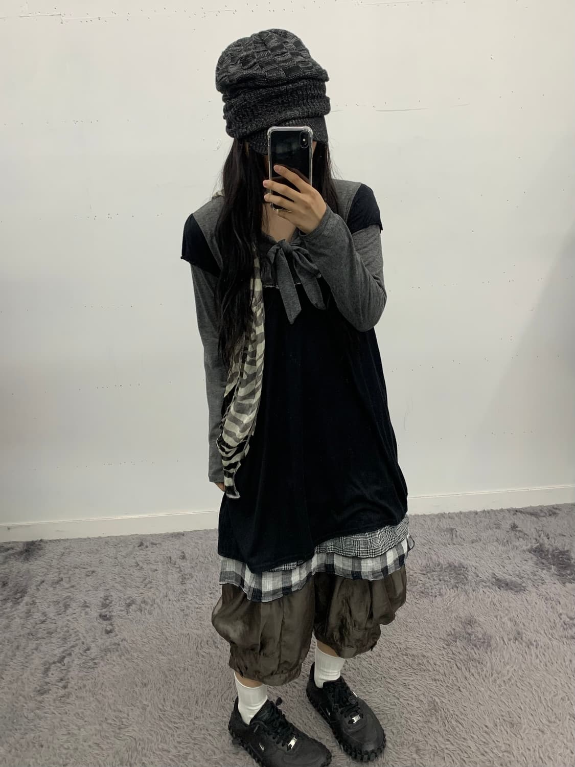 레이어드 체크 슬리브리스 원피스 상품이미지4