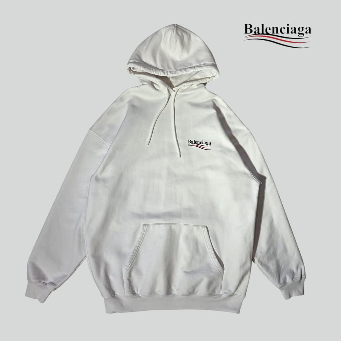 [XS]발렌시아가 폴리티컬 캠페인 로고 화이트 후드티(백화점판) 상품이미지1