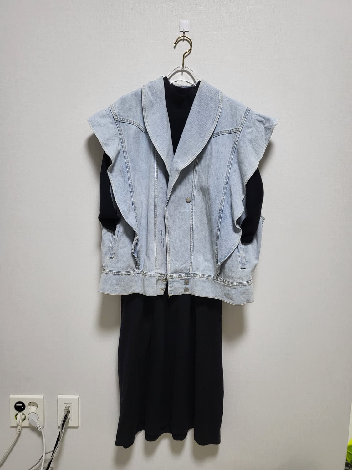 예쁜 오버사이즈 데님 프릴베스트free 상품이미지5