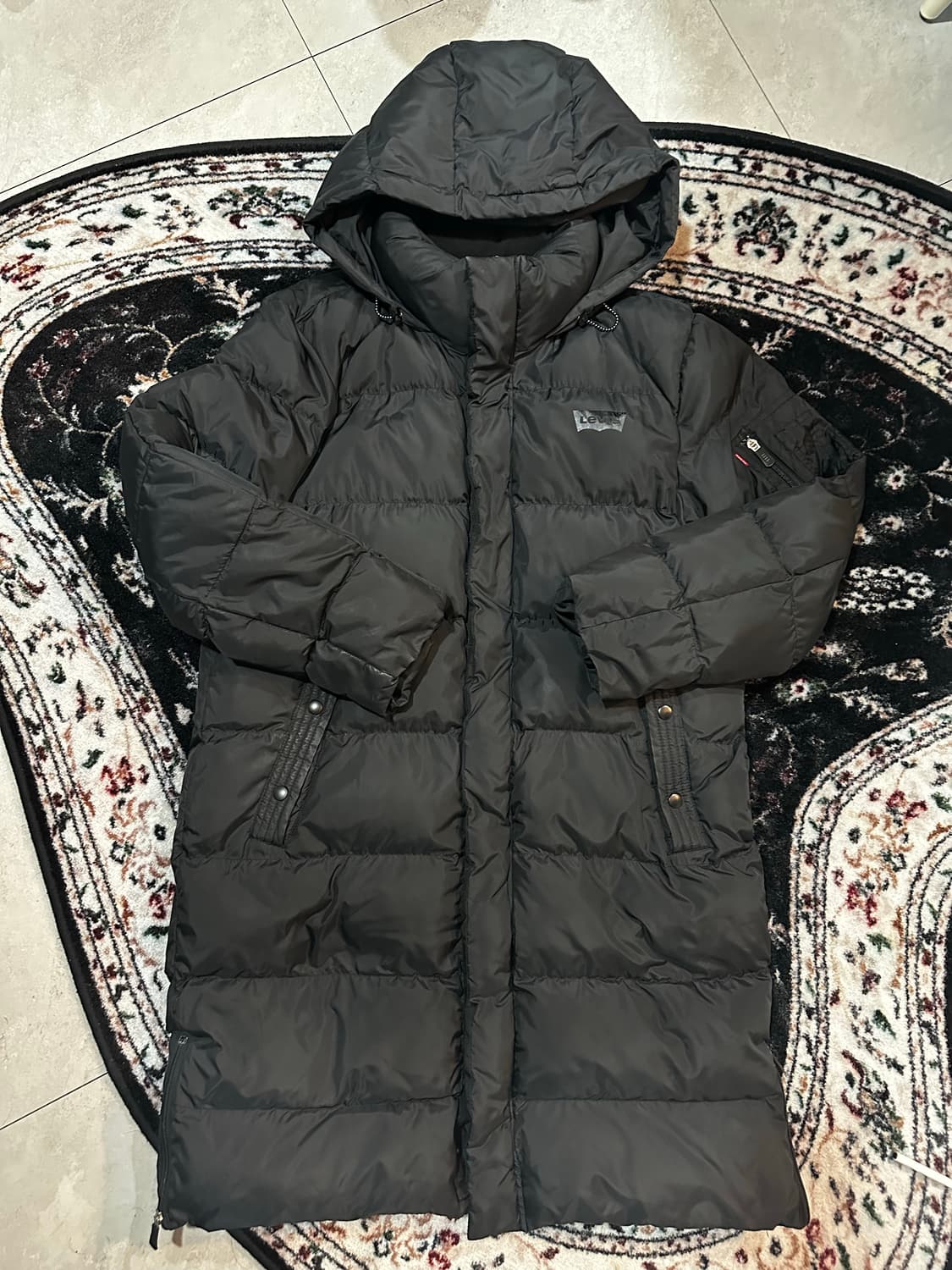 리바이스 블랙 후드 롱패딩 점퍼 상품이미지1