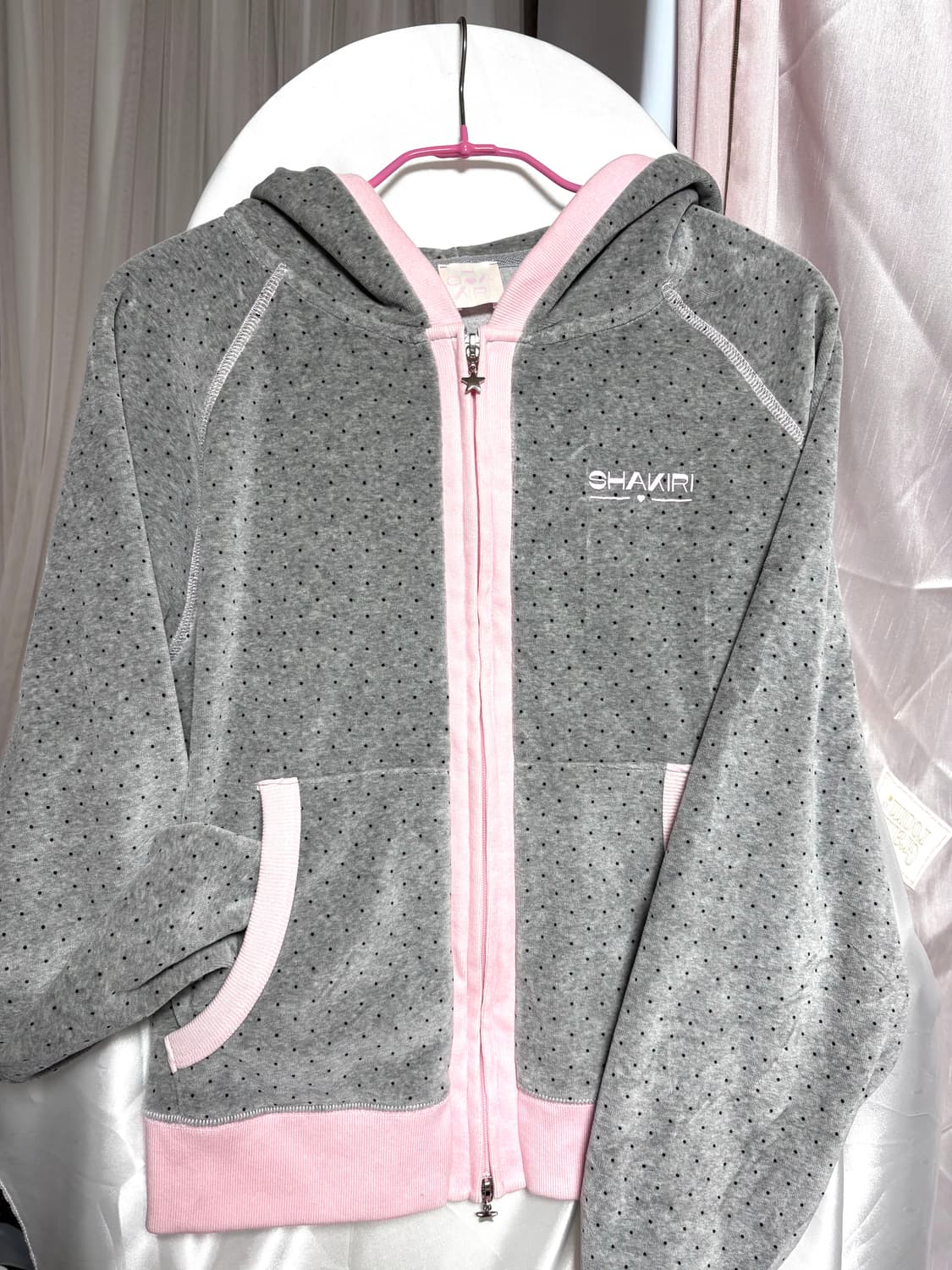 샤키리 테리 도트 래글런 후드집업 상품이미지1