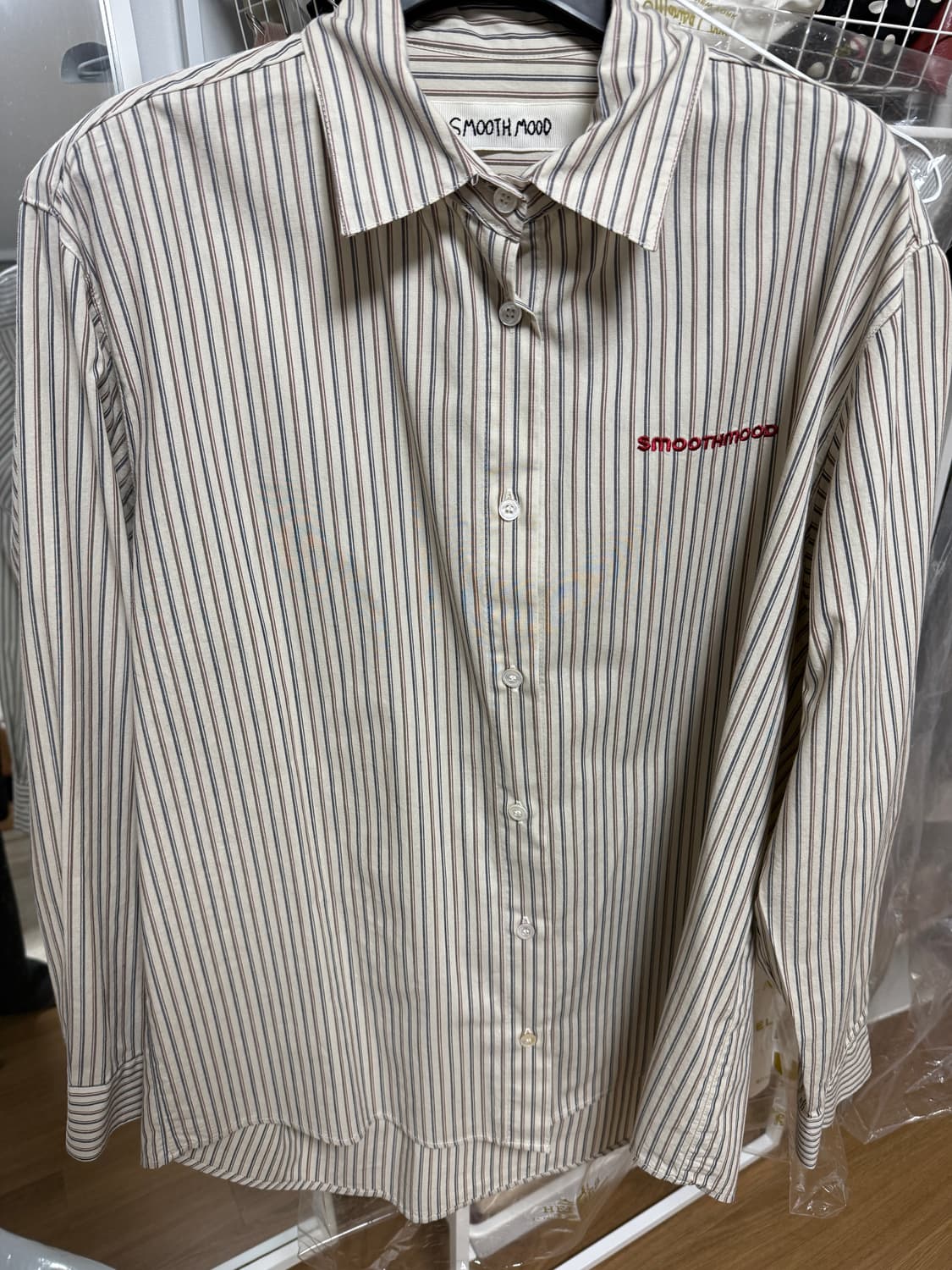 스무스무드 애버딘 로고 스트라이프 셔츠 베이지 상품이미지3