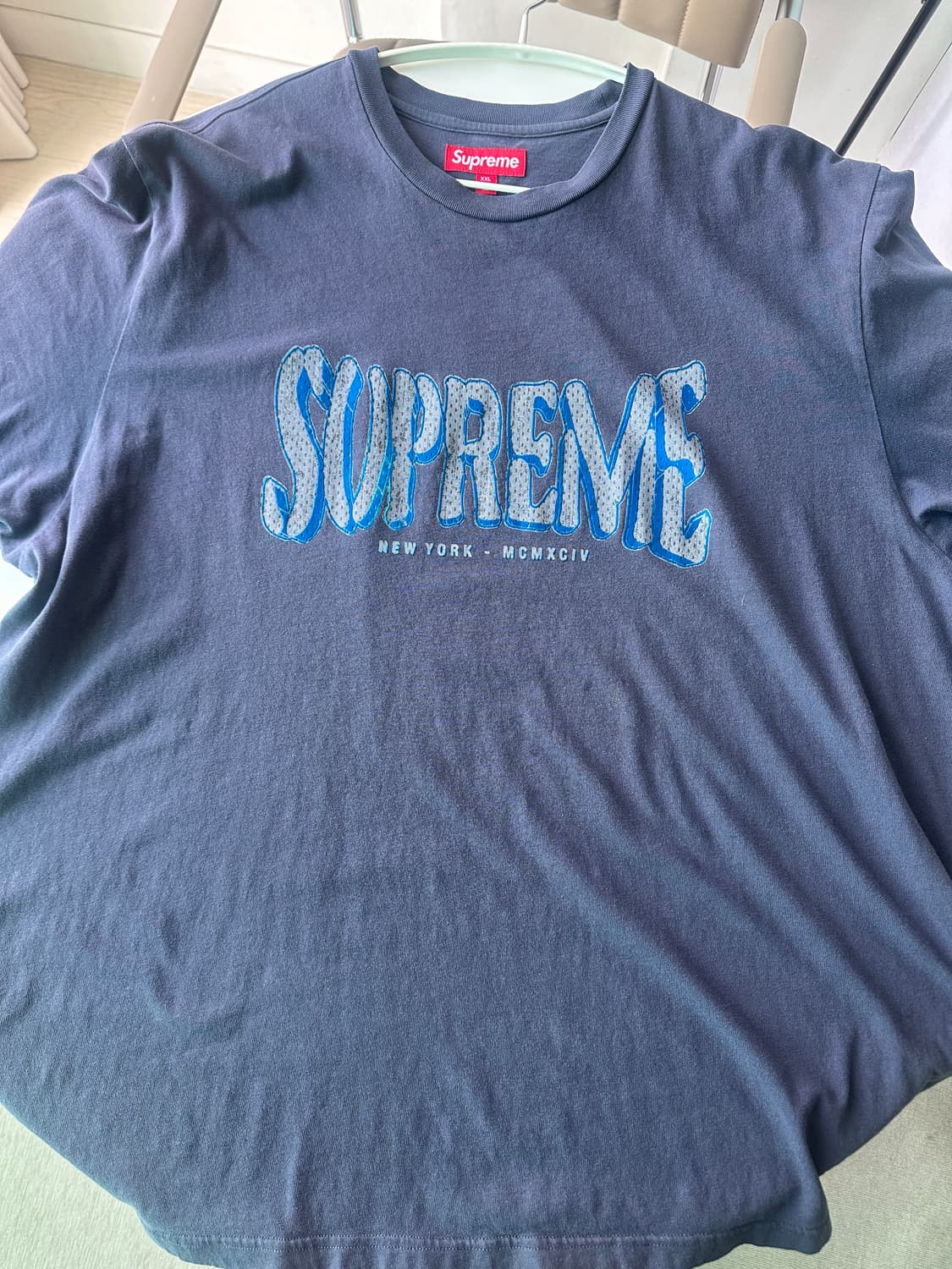 슈프림 플록 워시드 반팔티 네이비 상품이미지1